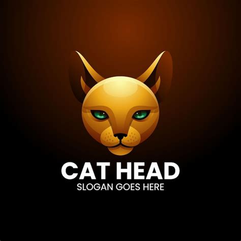 Premium Vector | Vector logo illustration cat head gradient colorful style