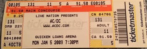 AC/DC 1/5/2009 Concert ticket from Cleveland OHIO Show - Pickbay