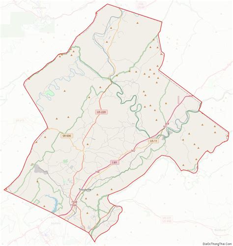 Map of Botetourt County, Virginia - Địa Ốc Thông Thái