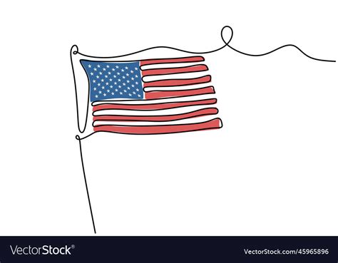 American flag continuous one line drawing Vector Image