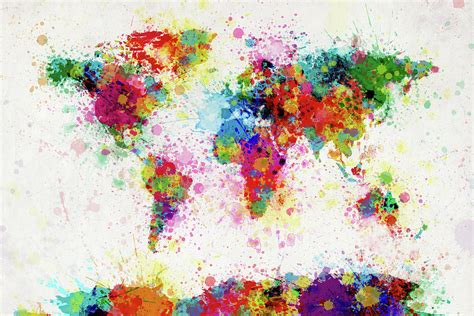 World Map Paint Drop Digital Art by Michael Tompsett - Pixels