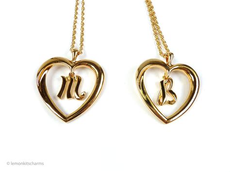 Vintage Avon Initial Heart Necklace, Choose M or B, Pendant Alphabet ...