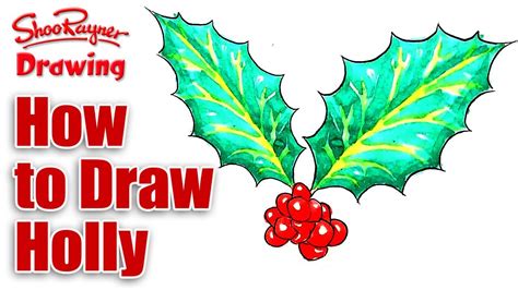 How to draw Christmas holly - YouTube