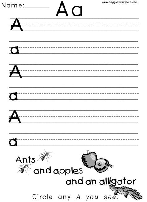 Letter A Alphabet Worksheets | Letter writing worksheets, Writing ...