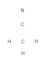 The skeleton of acetonitrile is shown here. Complete the structure by ...