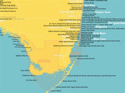 Florida Beaches Map 18x24 Poster - Best Maps Ever