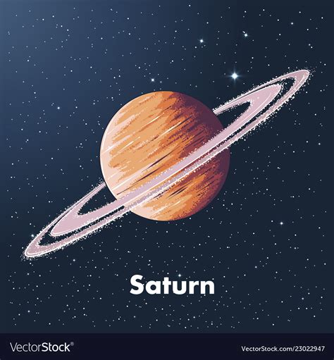 Hand drawn sketch planet saturn in color Vector Image