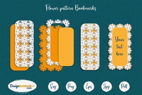 Floral bookmarks paper cut template | Layered flower SVG