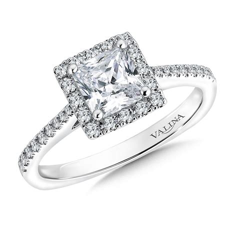 Square Shape Halo Diamond Engagement Ring | R9543W | Valina