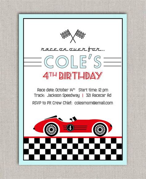 Vintage Race Car Birthday Invitation - Etsy | Race car birthday, Vintage race car birthday, Cars ...