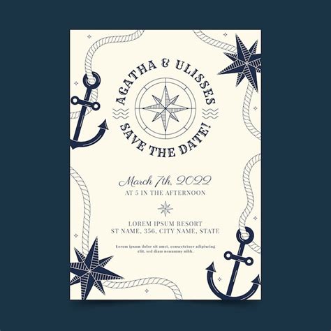 Free Vector | Flat design nautical wedding invitation