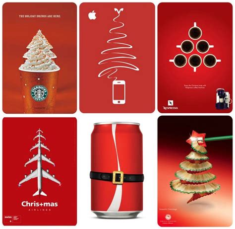 four christmas cards with different types of food and drinks on them, all decorated in the same ...