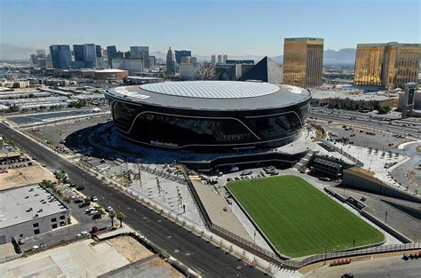 Allegiant Stadium roof signs illuminated | Las Vegas Review-Journal