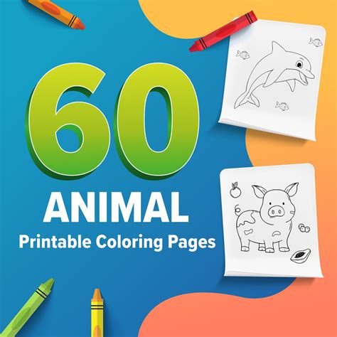 60 Animal Character Printable Coloring Page - Etsy