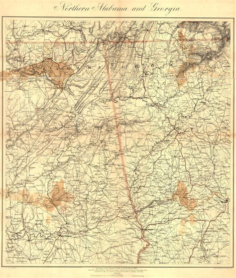 Historic Map of Alabama and Georgia - 1864 | World Maps Online