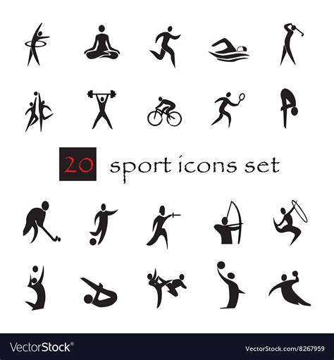 Summer Olympic games 20 twenty icon set Royalty Free Vector