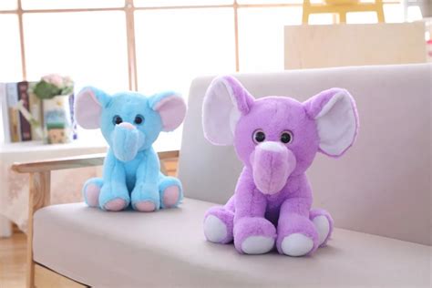 Free Shipping Cozfay Dropshipping 30cm Purple Blue Sitting Elephant Stuffed Animal Toys Plush ...