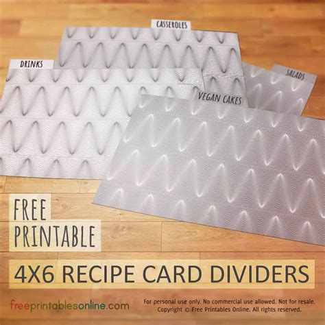 Peaks and Troughs 4x6 Recipe Card Dividers - Free Printables Online