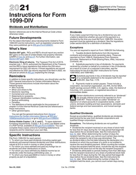 Download Instructions for IRS Form 1099-DIV Dividends and Distributions PDF, 2021 | Templateroller