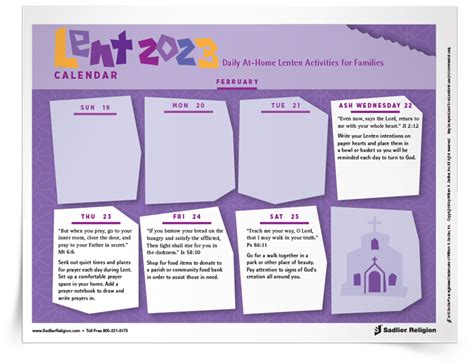 Lenten Calendar | Download | Sadlier Religion