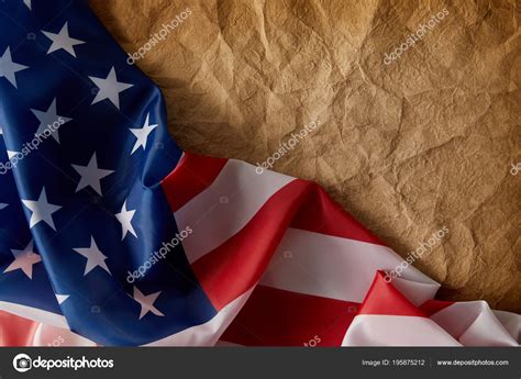 Top View American Flag Vintage Crumpled Paper — Stock Photo ...