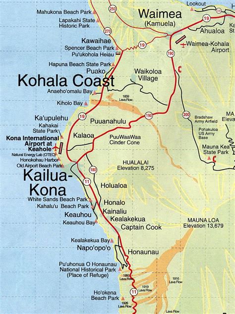 Image: Map of Kona Coast, Hawaii | Kona coast, Kona hawaii, Big island hawaii