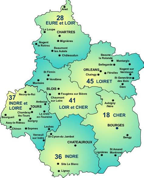 Carte du Centre-Val de Loire - Centre-Val de Loire carte des villes ...