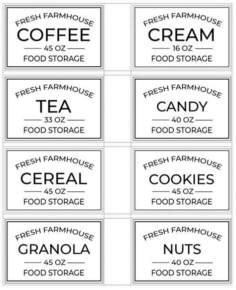 Printable Canister Labels Farmhouse