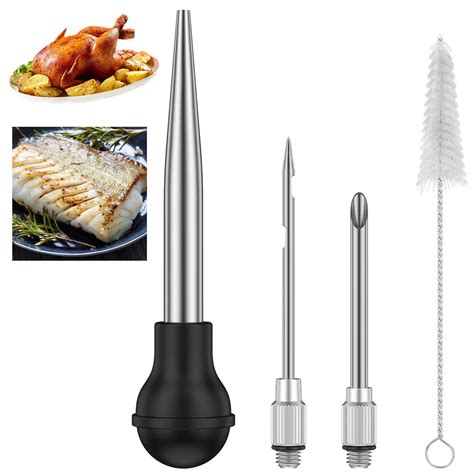 Iraza Turkey Baster Set of 4 Stainless Steel Turkey Baster Syringe Meat ...