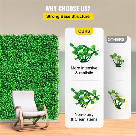 VEVOR Artificial Boxwood Panel UV 48pcs Boxwood Hedge Wall Panels ...