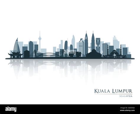 Kuala Lumpur, blue skyline silhouette with reflection. Vector illustration Stock Vector Image ...