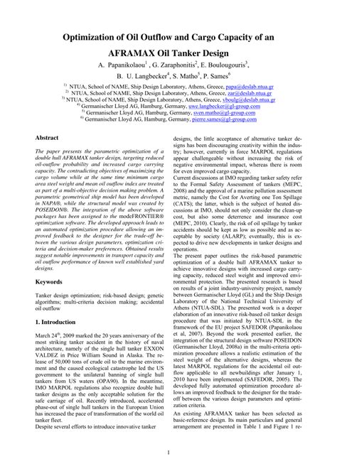 (PDF) Optimization of oil outflow and cargo capacity of an AFRAMAX oil ...