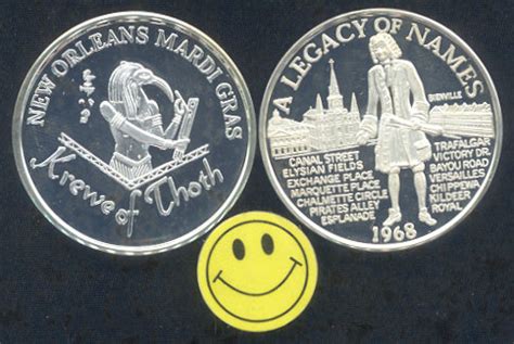 Krewe Of Thoth 999 Fine Silver 1968 Mardi Gras Doubloon | #67743986