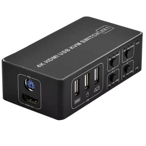 4 Port HDMI KVM Switch | Keyboard/Video/Mouse Switch | 4K Ultra HD