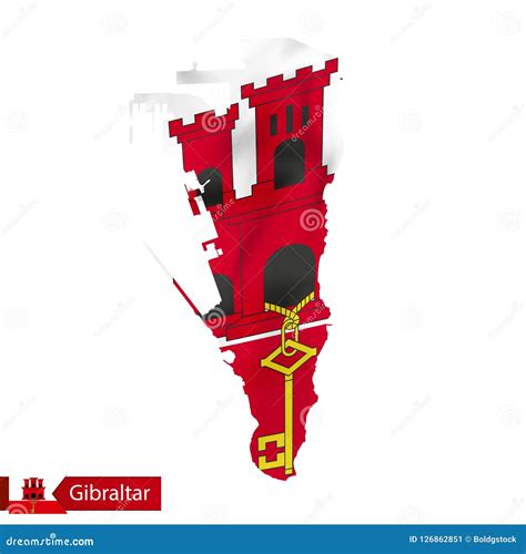 Gibraltar Map with Waving Flag of Country. Stock Vector - Illustration ...