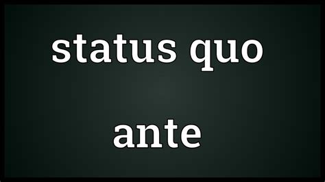 Status quo ante Meaning - YouTube