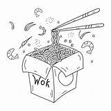 Premium Vector  Coloring Page Asian Food Box With noodles Chinese sketch template
