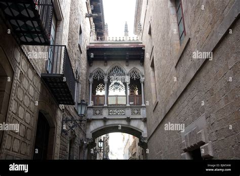 Medieval architecture in Barri Gòtic - on Ancient city walk Stock Photo ...