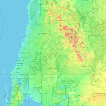 Pasco County topographic map, elevation, relief