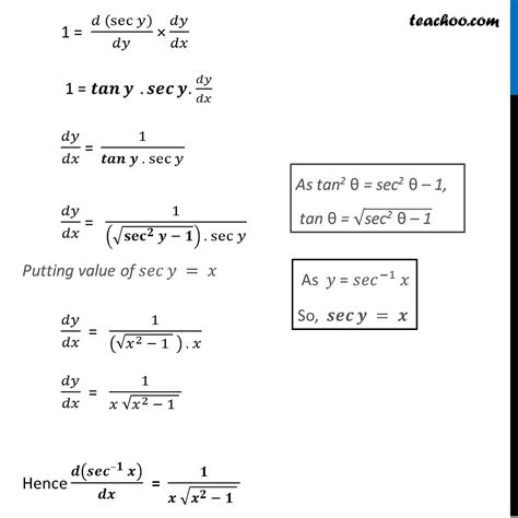 Derivative of sec-1 x (Sec inverse x) - Teachoo [with Video]