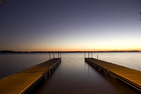 Docks at Dusk at Lake Kegonsa State Park, Wisconsin image - Free stock ...