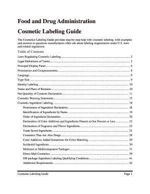 Fillable Online fda Cosmetics Labeling Guide in PDF - Food and Drug ...