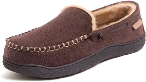 Amazon.com | Zigzagger Men's Moccasin Slippers Memory Foam House Shoes, Indoor and Outdoor Warm ...