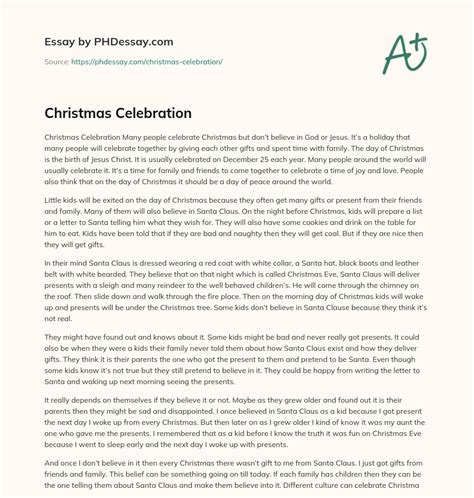 Christmas Celebration - PHDessay.com