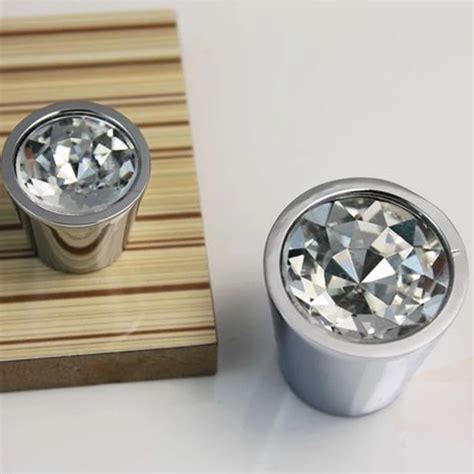 Single K9 Crystal & Zinc Alloy Furniture Bright Chrome& Clear Crystal Cabinet Knobs Closet ...