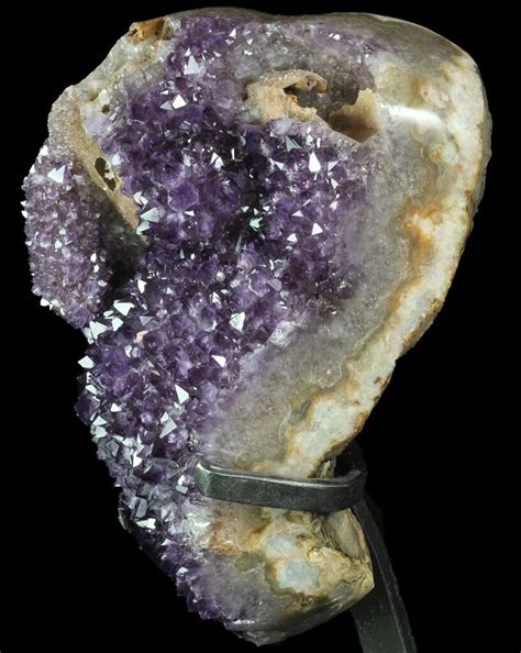 10.5" Dark Amethyst Crystal From Uruguay - Metal Stand (#76651) For Sale - FossilEra.com