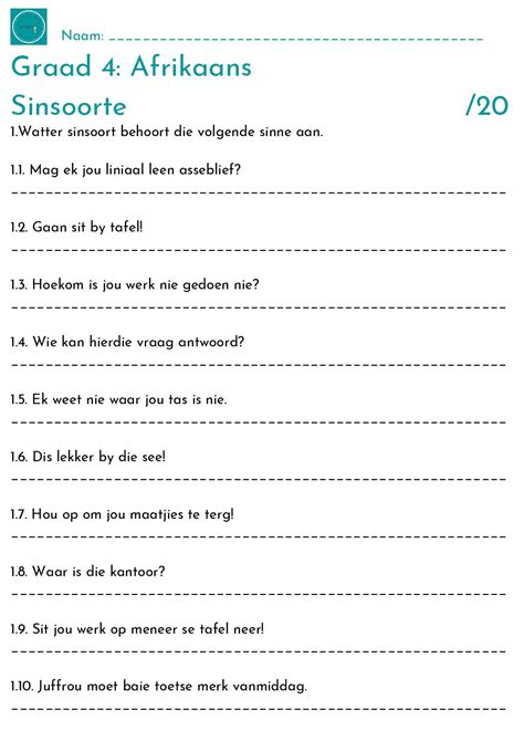 Worksheet 1 Worksheets Afrikaans Grade 4 1st Grade Worksheets – NBKomputer