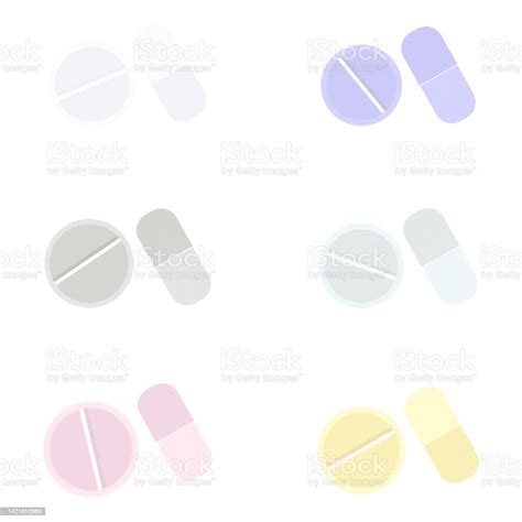 Pills Of Different Shapes In Different Colors Stock Illustration ...