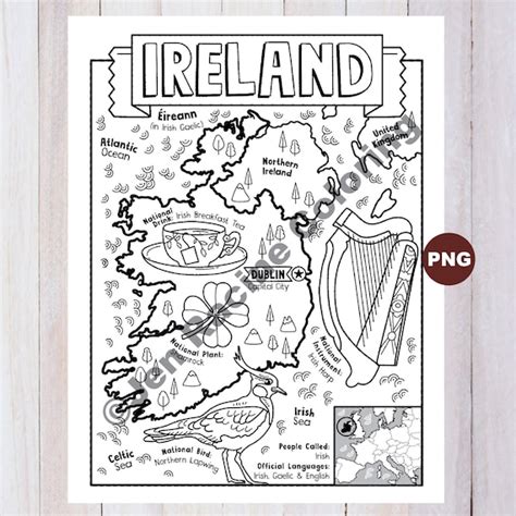 Ireland Coloring Page Geography of Europe Digital Download - Etsy