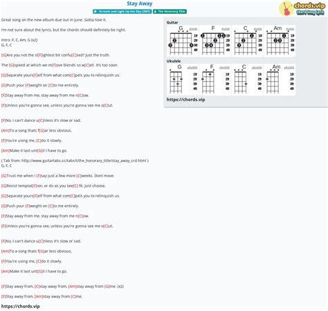 Chord: Stay Away - tab, song lyric, sheet, guitar, ukulele | chords.vip